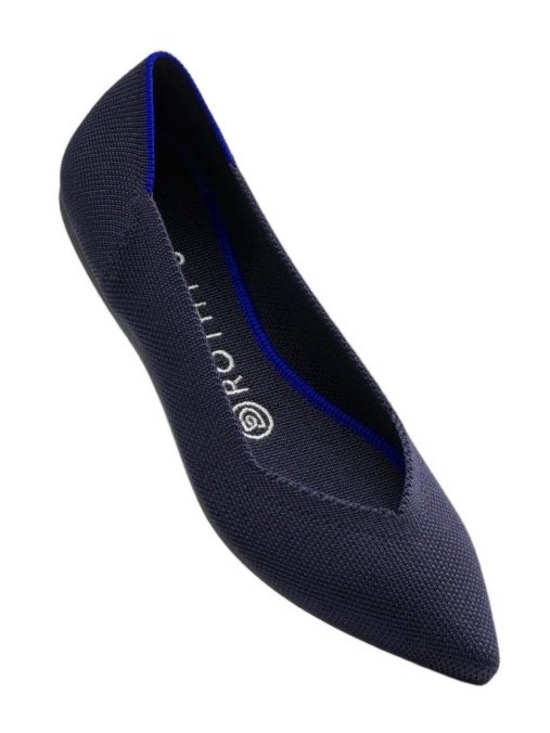 Rothy's Shoes - Rothy’s The Point Ballet Flat in Navy with Blue Trim